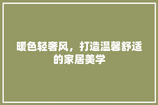 暖色轻奢风，打造温馨舒适的家居美学