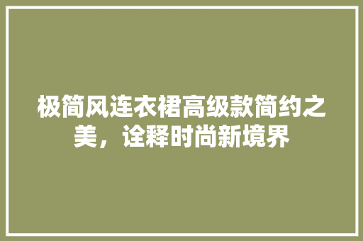 极简风连衣裙高级款简约之美，诠释时尚新境界