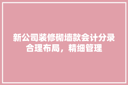新公司装修砌墙款会计分录合理布局，精细管理