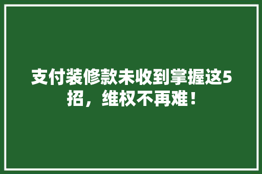 支付装修款未收到掌握这5招，维权不再难！
