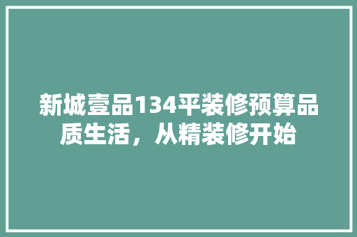 新城壹品134平装修预算品质生活，从精装修开始