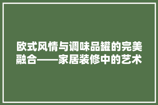 欧式风情与调味品罐的完美融合——家居装修中的艺术与适用并重