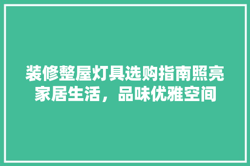 装修整屋灯具选购指南照亮家居生活，品味优雅空间