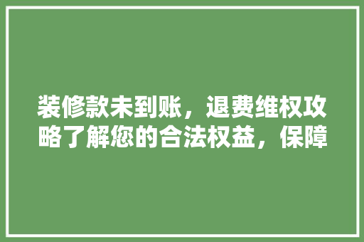 装修款未到账，退费维权攻略了解您的合法权益，保障装修款项安全