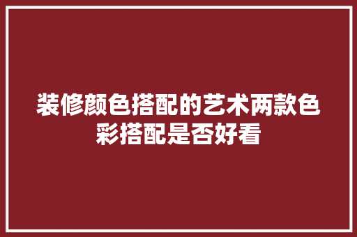 装修颜色搭配的艺术两款色彩搭配是否好看