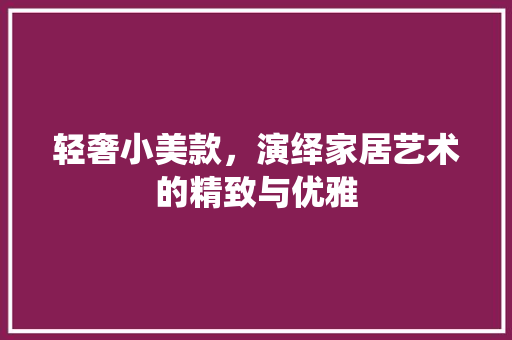 轻奢小美款，演绎家居艺术的精致与优雅