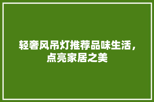 轻奢风吊灯推荐品味生活，点亮家居之美  第1张