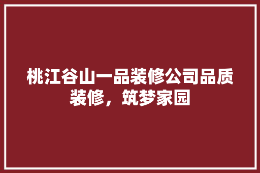 桃江谷山一品装修公司品质装修，筑梦家园