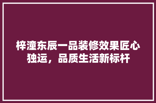 梓潼东辰一品装修效果匠心独运，品质生活新标杆