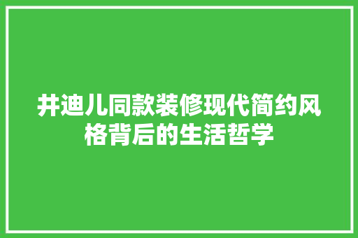 井迪儿同款装修现代简约风格背后的生活哲学