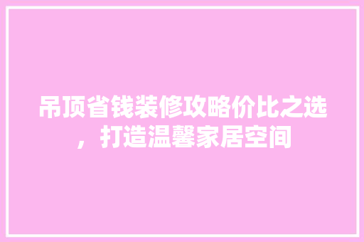 吊顶省钱装修攻略价比之选，打造温馨家居空间