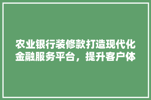 农业银行装修款打造现代化金融服务平台，提升客户体验