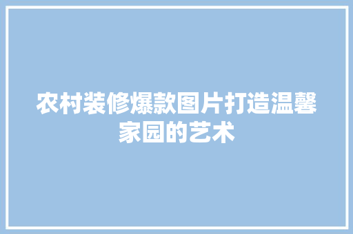 农村装修爆款图片打造温馨家园的艺术