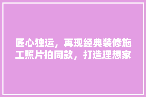 匠心独运，再现经典装修施工照片拍同款，打造理想家居空间