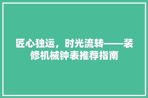 匠心独运，时光流转——装修机械钟表推荐指南
