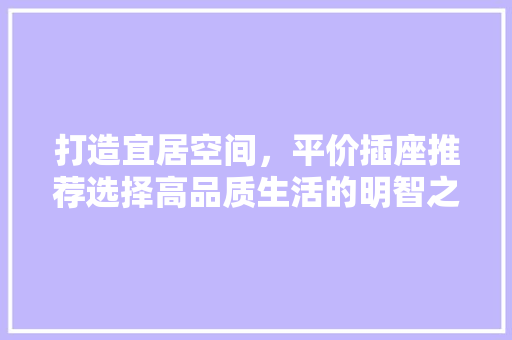 打造宜居空间，平价插座推荐选择高品质生活的明智之选
