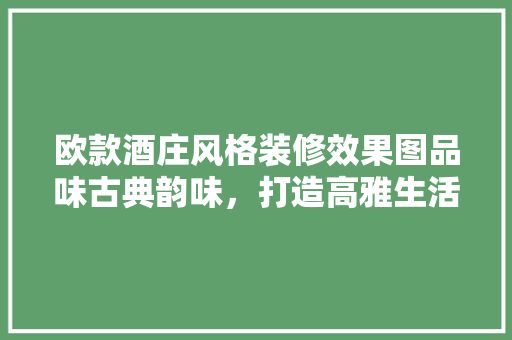 欧款酒庄风格装修效果图品味古典韵味，打造高雅生活空间