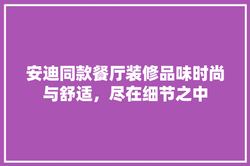 安迪同款餐厅装修品味时尚与舒适，尽在细节之中