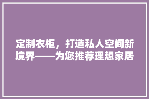 定制衣柜，打造私人空间新境界——为您推荐理想家居伴侣