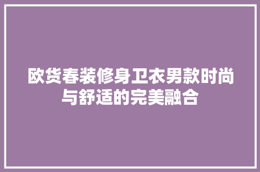 欧货春装修身卫衣男款时尚与舒适的完美融合