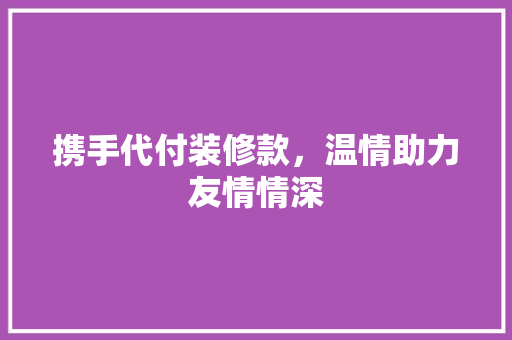 携手代付装修款，温情助力友情情深