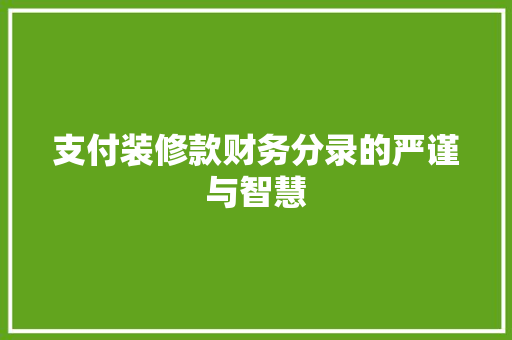 支付装修款财务分录的严谨与智慧