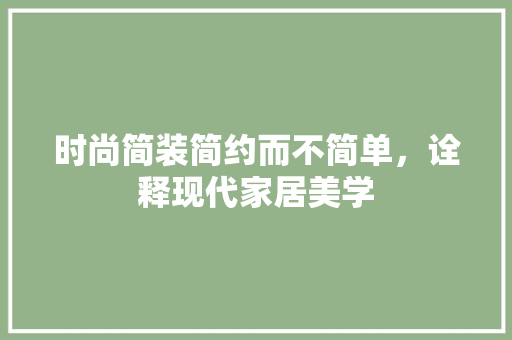 时尚简装简约而不简单，诠释现代家居美学
