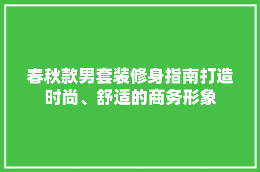春秋款男套装修身指南打造时尚、舒适的商务形象
