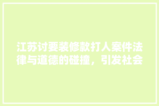 江苏讨要装修款打人案件法律与道德的碰撞，引发社会深思