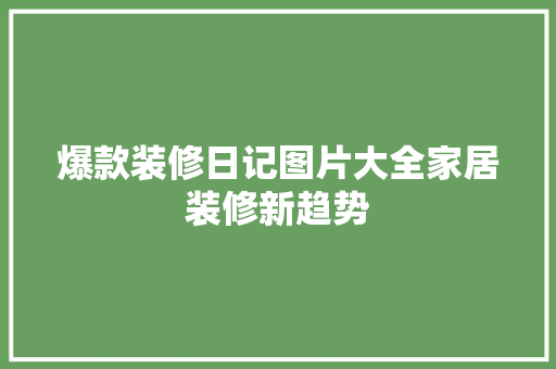 爆款装修日记图片大全家居装修新趋势