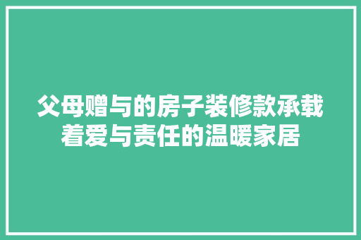 父母赠与的房子装修款承载着爱与责任的温暖家居