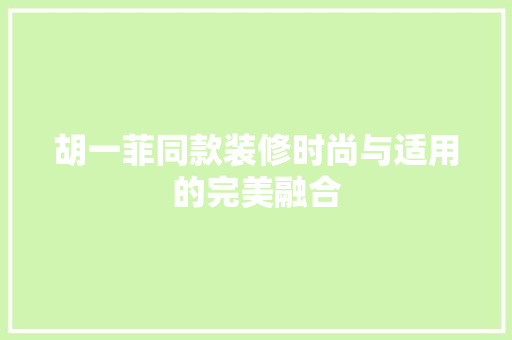 胡一菲同款装修时尚与适用的完美融合