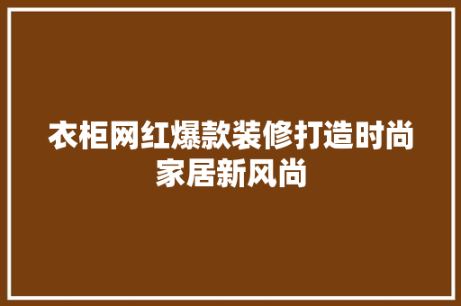 衣柜网红爆款装修打造时尚家居新风尚