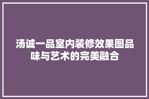 汤诚一品室内装修效果图品味与艺术的完美融合