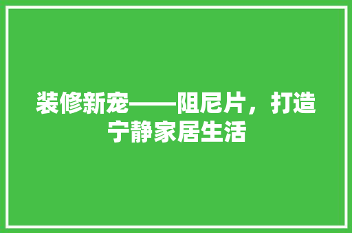 装修新宠——阻尼片，打造宁静家居生活