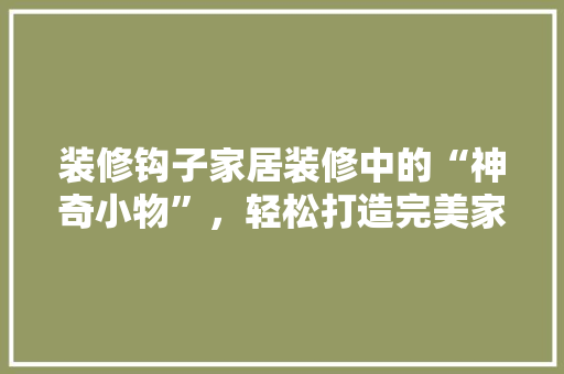 装修钩子家居装修中的“神奇小物”，轻松打造完美家居空间