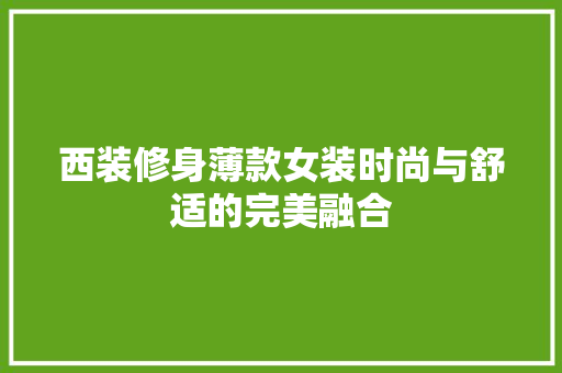 西装修身薄款女装时尚与舒适的完美融合