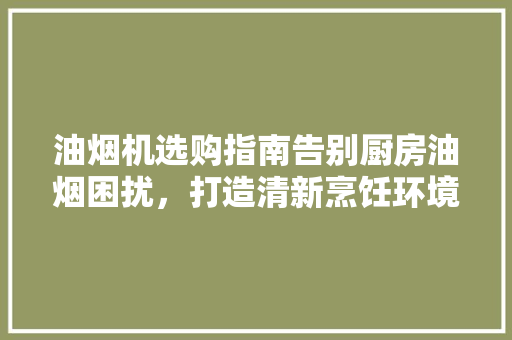 油烟机选购指南告别厨房油烟困扰，打造清新烹饪环境