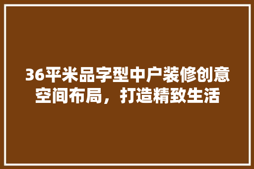36平米品字型中户装修创意空间布局，打造精致生活