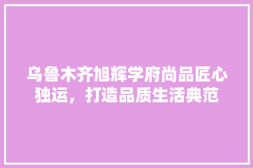 乌鲁木齐旭辉学府尚品匠心独运，打造品质生活典范