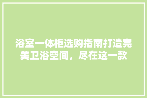 浴室一体柜选购指南打造完美卫浴空间，尽在这一款
