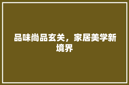 品味尚品玄关，家居美学新境界