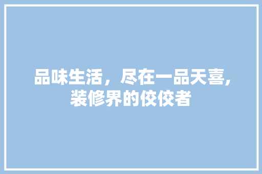 品味生活，尽在一品天喜,装修界的佼佼者