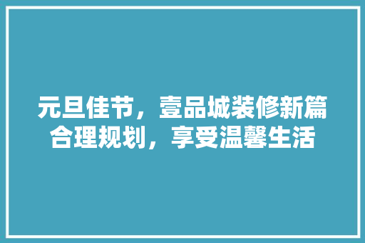 元旦佳节，壹品城装修新篇合理规划，享受温馨生活