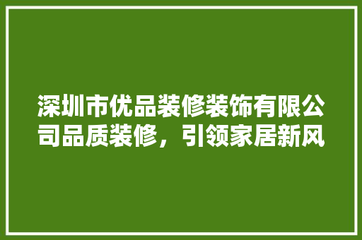深圳市优品装修装饰有限公司品质装修，引领家居新风尚