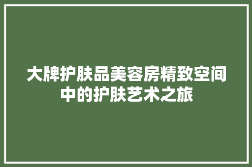 大牌护肤品美容房精致空间中的护肤艺术之旅