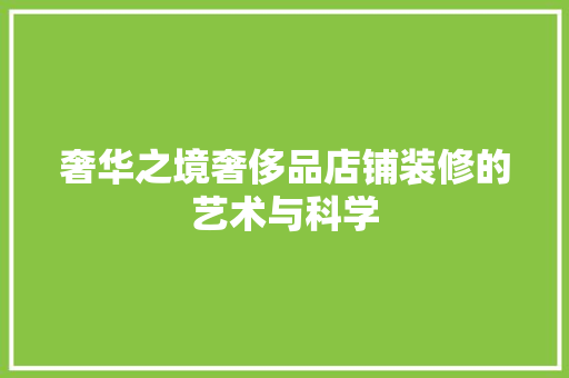 奢华之境奢侈品店铺装修的艺术与科学