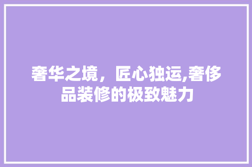 奢华之境，匠心独运,奢侈品装修的极致魅力