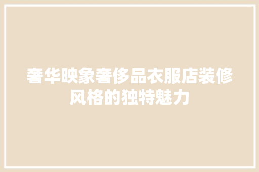 奢华映象奢侈品衣服店装修风格的独特魅力