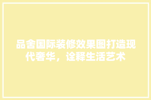 品舍国际装修效果图打造现代奢华，诠释生活艺术